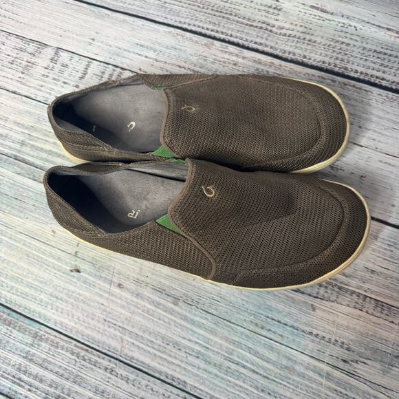 OluKai Men’s 11 Nohea Mesh Slip-On Shoes Brown Green Comfort Loafers Casual - Picture 2 of 4